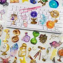 50Pcs Transparent Wizard Sticker Golden Foil Aesthetic Stickers Craft Supplies PET Vinyl Sticker - Multicolor - View 11