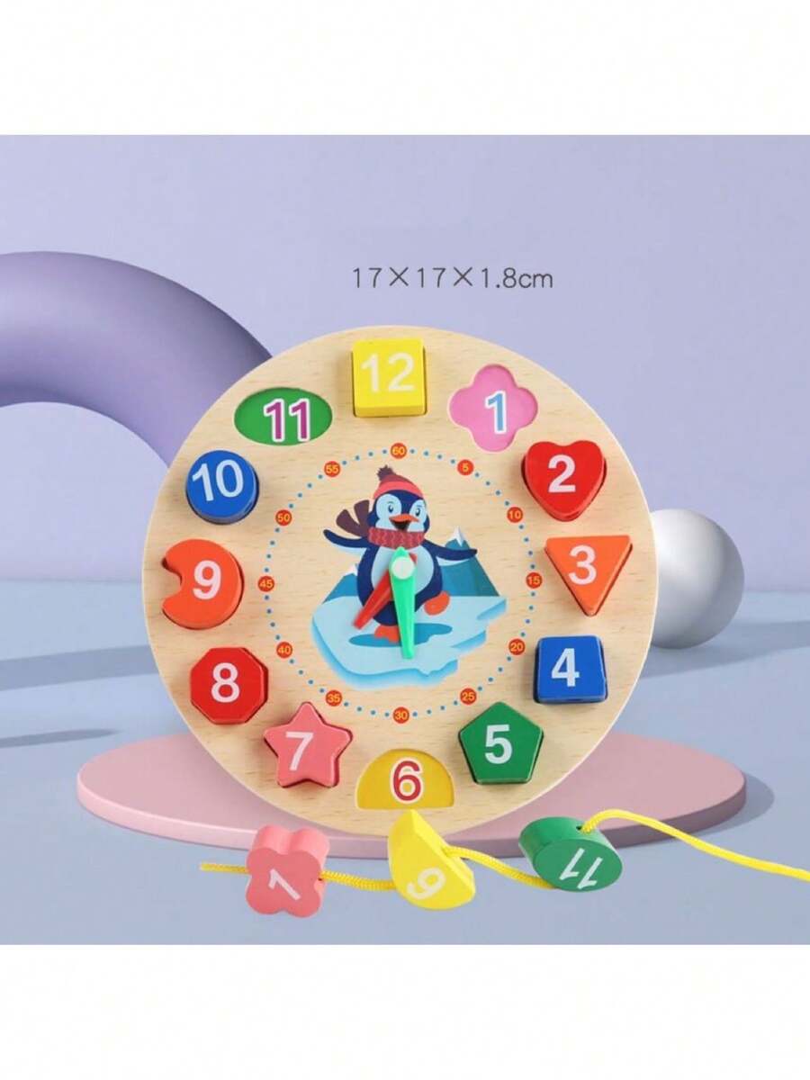 Reloj De Clasificación De Forma Y Color De Madera - Enseñanza Del Tiempo Con Bloques De Números, Apilamiento, Clasificación Y Rompecabezas, Juguete Educativo Montessori Para Niños De Un Año De Edad - Multicolor - Ver 1
