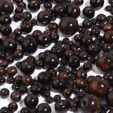 40-500颗 6/8/10/12/14/16/18mm 天然原木散珠，适用于珠宝制作，包括经典特色手链、项链、耳环、DIY钥匙扣等。 - 深咖色 - 查看 8