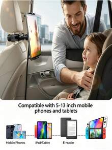 Artículos esenciales para bebés, soporte ajustable para tableta en el reposacabezas del coche, soporte universal para el asiento trasero para niños, soporte giratorio de 360° para iPad, teléfono y tableta - Multicolor - Ver 4