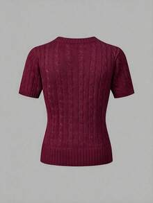 Áo len Freeform mùa xuân hè màu trắng, đen, kaki, nâu, thời trang tối giản, công sở, đi làm, thanh lịch, nghỉ mát, cao cấp, đa năng, dáng ôm, dễ thương, phong cách Hàn Quốc cổ điển. - Màu tím - Xem 4