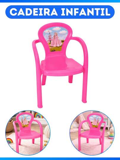 Cadeira infantil Plástica Decorada Resistente Brincar Lanchar Estudar
