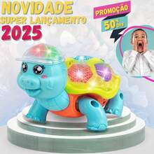 Brinquedo Tartaruga Fujão Elétrico Com Som Luz E Movimento Carangueijo Brinquedo Fujão Lançamento 2025 exclusivo - Multicolorido - Visão 4