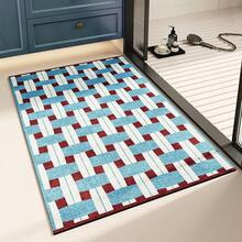 Vintage Tile Design Non-Slip Door Mat - Absorbent & Stain-Resistant, Perfect For Entryway, Kitchen, Bathroom | Hand Washable Polyester Rug - (3) - View 9