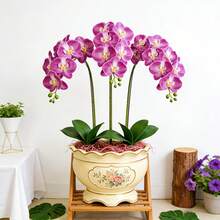 JHSHUDSE 2 pezzi Orchidee viola vivaci artificiali - Disegno realistico a farfalla, adatte per decorazioni primaverili, decorazioni per la casa, San Valentino, uso interno/esterno, centrotavola per la sala da pranzo, decorazioni per le vacanze, decorazioni per matrimoni e varie celebrazioni, durevoli | Aspetto floreale realistico | Orchidea in plastica - 2 viola - Visualizzare 5