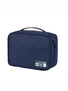1 Waterproof Digital Storage Bag, Household Items, Can Store Cables, Chargers And Other Electronic Products, Travel Portable Storage Bag, Can Also Be Used As A Travel Storage Bag, Cosmetic Bag, Cosmetic Storage Bag, Vacation Storage Bag, Large Capacity Cosmetic Storage Box, Can Store Lipstick, Makeup Brushes - Black - View 8