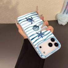 1pc Blue Wave Striped Starfish, Sea Turtle, Shell Pattern 2-In-1 TPU Material Phone Case Suitable For IPhone 17/17 Pro Max/17 Pro/Air/13/16 Pro Max/16/15/14/12 Pro Max/13 Pro Max/11 Pro/14 Pro/15 Pro/12, Fashionable Protective Soft Case, Luxury - Multicolor - View 5