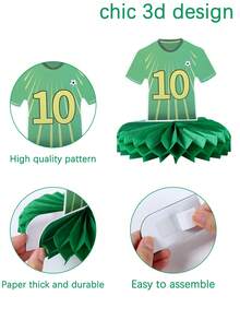 9pcs Soccer Theme Party Honeycomb Decorations, Soccer Party Backdrop Decor, Photo Props, Soccer Birthday Party Decorations, Soccer Sports Party Tabletop Paper Decorations, Soccer Theme Birthday Party Decorations, Home Decor, Room Decor, Soccer Party Table Centerpiece Decorations, World Cup Party Decorations, Soccer Party Supplies, Birthday Gift, Party Favors - Football - View 10