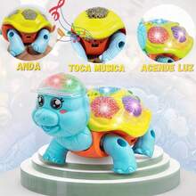 Brinquedo Tartaruga Fujão Elétrico Com Som Luz E Movimento Carangueijo Brinquedo Fujão Lançamento 2025 exclusivo - Multicolorido - Visão 5