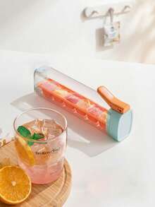 1个单手一键式带把手玻璃制冰托盘，单手托盘，模具，方形托盘，6腔方形模具，适用于冰饮 - 彩色 - 查看 3