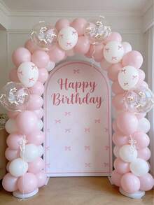 112件/套 - 粉白蝴蝶结气球套装，包含透明泡泡气球、粉白丝带和胶水，是生日派对、周年纪念等各种场合的必备装饰品，也适用于房间装饰、派对装饰、婚礼装饰、家庭聚会、单身派对、订婚、婚礼、毕业典礼、母亲节装饰等。 - 粉色 - 查看 4