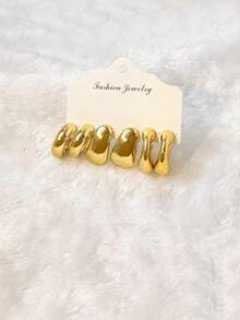 18pcs/Set Fashionable & Elegant Earring Set, Suitable For Daily Outings, Gatherings, Gifts, Travel, And Vacation Wear - Gold - View 10