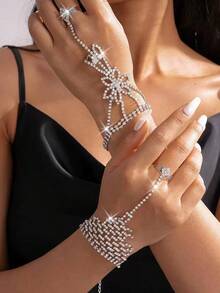 1 chiếc vòng tay đính đá hình học rỗng, kiểu dáng tối giản, thanh lịch và sang trọng dành cho nữ. - Nhiều màu - Xem 4