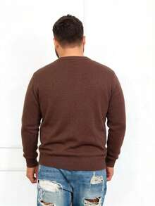 Plus Size Men's Winter Sweater/Blouse With V-Neck, Sizes G2-G5 - Brown - View 3
