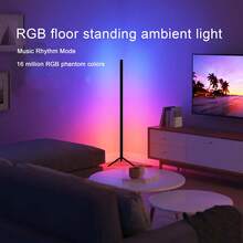 1盏落地角灯，高39.37英寸（100厘米），现代RGB LED氛围灯，带音乐同步功能，按键控制，USB供电，适用于客厅、卧室、游戏室，万圣节圣诞节礼物。 - 彩色 - 查看 7