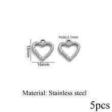 5pcs Stainless Steel 18K Gold Plated Textured Heart Shaped Asymmetrical Pendant, Earrings Necklace DIY Jewelry Making, Suitable For Women - Pendants - View 16