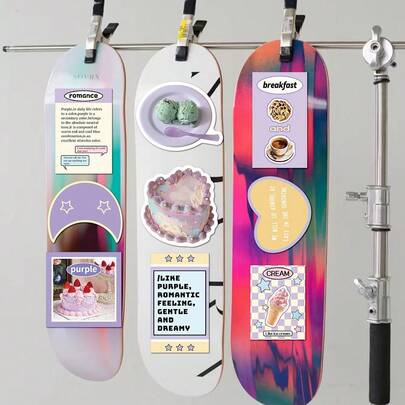 30pcs Purple Tone Stickers For Planner, Notebook, Diary, Phone Case, Tablet, Greeting Card, Envelope, Helmet, Motorcycle Decor, Self-Adhesive Decorative Stickers