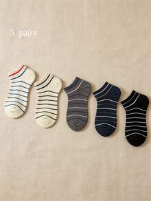 5 Pairs Women's Striped Ankle Socks, Breathable Low-Cut Boat Socks For Spring, Thin Invisible Socks For Summer, Casual Versatile Daily Wear Socks - Multicolor - View 7