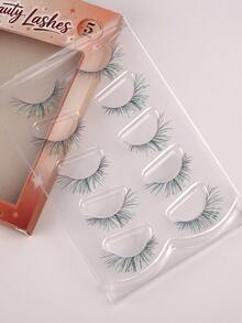 MAANGE 5 Pairs Shimmering Ombre Transparent Stem False Eyelashes, Soft Cartoon Lashes, Innocent Lively Anime Eye Makeup Lashes, Cat Eye Lashes, Summer Fresh Soft Lashes, Reusable Colored Strip Lashes Suitable For Daily Wear, Party, Concert, Cosplay And Holiday Makeup, Summer Anime Style Lashes - Multicolor - View 5