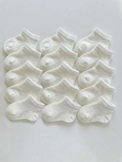 20/10/5 双装婴儿/幼儿纯色透气网眼短袜，超薄柔软舒适，不勒脚