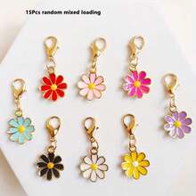 5/10/15pcs Oil Drop Daisy Flower Keychain DIY Bag Buckle Colorful Floral Pendant Keyring Pet Charm Jewelry - Keychain - View 8