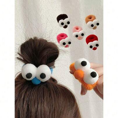 10/5 piezas de accesorios para el cabello de moda nuevos, de dibujos animados, mini, divertidos y lindos con ojos grandes, de colores caramelo con forma de corazón, de alta elasticidad, adecuados para el hogar, salidas, viajes y decoración del trabajo.