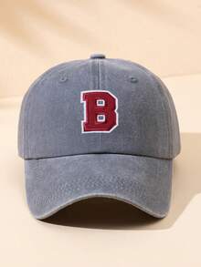 MAKEFGE 1 pieza Gorra de béisbol negra de estilo minimalista retro, cómoda y suave, con bordado de letra B, ajustable, adecuada para uso diario, playa, camping, regalo, verano, vacaciones, festivales, viajes - parche B - Ver 8