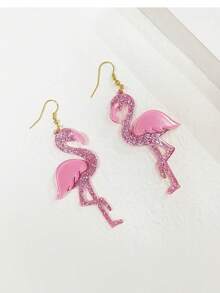 2 đôi bông tai hình phượng hoàng bằng acrylic màu hồng, bông tai hình chim động vật dành cho nữ, quà tặng. - Nhiều màu - Xem 1