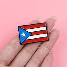 Ghim cài áo hình ếch ngộ nghĩnh cờ Puerto Rico, hoa đỏ, có thể dùng làm huy hiệu cài áo, phụ kiện quần áo, trang sức thời trang, quà tặng. - Đỏ - Xem 11