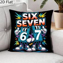 1pc Printed Number 67 Double-Sided Pillow Case | Double-Sided Printing, Zipper Closure, Machine Washable, Polyester Material, Modern Style, Suitable For Sofa, Living Room, Bedroom, Party, Office, Home Decor (Pillow Insert Not Included) - Multicolor - View 2