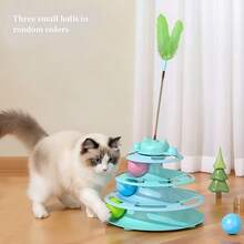 1个猫咪转盘玩具，自娱自乐解闷猫咪逗猫棒转盘球，羽毛玩具，适合幼猫和成猫，互动旋转宠物玩具 - 查看 10