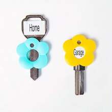 Multicolor Flower Shape Silicone Key Caps Set, Durable Color-Coded Key Covers, Easy Install Key Identifier Protectors For Key Management, Cute Keychain Accessories For Home Office Use, Sweet Gifts For Sisters Friends & Valentine's Day - Multicolor - View 4