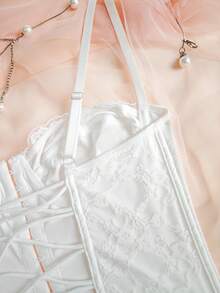White Lace Sheer Mesh Hook & Eye Camisole - Romantic Bridal, Date Night, Everyday Essential - White - View 6