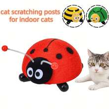 Cute Cat Scratching Post, Ladybug, Bee & Turtle Shaped Cat Scratch Balls, Natural Sisal Rope, Indoor Use For Cats & Kittens, No Assembly Required - Multicolor - View 4