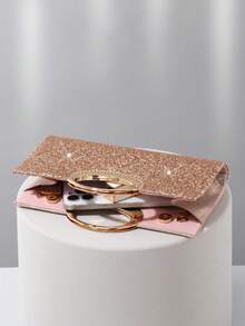 2PCS Elegant Evening Clutch With Anti-Scratch Glitter Finish And Smooth Metal Ring Handle Chic Glitter Handbag For Sophisticated Women And Brides Eye-Catching Sparkly Purse Perfect For Formal Cocktail Parties Prom And Luxury Weddings Designer Envelope Bag Rhinestone Women Evening Bags Purses - 彩色 - 查看 9