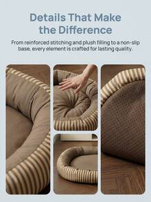 Oval Pet Bed, Oxford Striped, Warm And Washable, Suitable For Dogs And Cats All Year Round - Multicolor - View 4