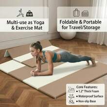 47"X47"X1.2" Foldable Yoga Mat & Exercise Mat, Waterproof Playmats For Floor, Thicken Foam Playmat For Tummy Time & Crawling,  Playpen Mat, Portable Floor Mat For Home Family Living Room, Beige+Milk Tea - Beige+Milk Tea - View 1