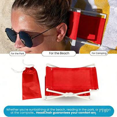 复古沙滩躺椅垫，便携式可折叠沙滩枕