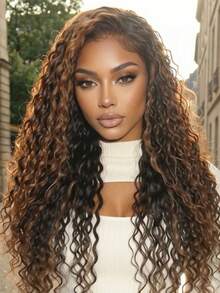 UNice Tóc giả Hair Bye Bye Knots màu đen tự nhiên điểm xuyết nâu vàng, kiểu sóng nước, kích thước 7x5 inch, không đường nối, có mái, đã được cắt, tẩy trắng và tỉa gọn gàng, không cần keo dán, kiểu tóc gợn sóng biển hoàn hảo cho mùa hè, đường chân tóc trong suốt, tóc giả Uniwigs. - SNATURAL/27 - Xem 3