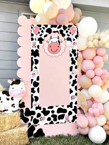 1件裝卡通乳牛拍照框背景牆 120x60cm 乳牛斑點拍照亭相框 農場風生日派對裝飾 男孩女孩適用 1歲生日 嬰兒洗禮拍照道具 - 彩色 - 查看 6