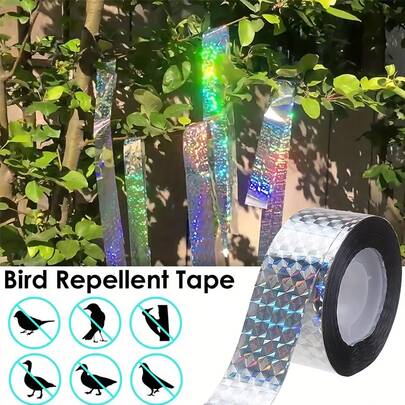 Double-Sided Bird Repellent Ribbons, High Brightness Fruit Tree Colorful Laser Bird Repellent Strips, Garden Decor Ribbons, Bird Reflective Tapes, Double-Sided Bird Repellent Tapes, Suitable For Outdoor Gardens, Farms, Orchards Or Yards