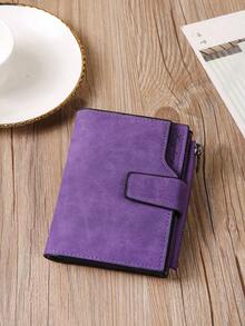 Minimalist Credit Card Small ID Window Bi-Fold Women Wallet Portable Cash White-Collar Workers For Female College Work Business Commute Office For Anniversary For Couple For Birthday Gift On Valentine Day Gift Gift Business Casual For Women Wallet Purse Wallet Small Wallet - 紫色 - 查看 2
