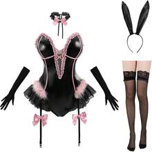 FCCAM Bunny Costume Adult Womens Bunny Bodysuit Halloween Cosplay Suit - trắng - Xem 1