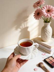 Bộ 6 tách và đĩa cà phê kiểu INS màu trắng tinh khiết, họa tiết dập nổi, thích hợp cho espresso, latte, trà chiều, bao gồm tách và đĩa, tách trà, tách trà sáng tạo, bộ tách thủy tinh kèm khay, tách cà phê, tách thủy tinh dùng trong nhà hàng và gia đình, tách trà, quà tặng độc đáo, quà tặng màu hồng, quà tặng cho nữ, quà tặng ngày lễ, quà tặng tuyệt vời. - Nhiều màu - Xem 8