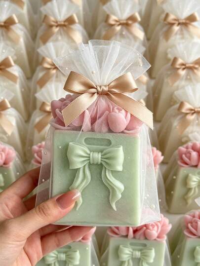 1个郁金香花束手提包造型香氛蜡烛 | 手工大豆蜡装饰蜡烛，适用于家居装饰、拍照道具、女士礼物、婚礼及节日派对礼品蜡烛