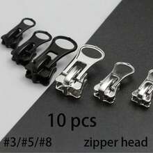 10 chiếc khóa kéo kim loại thay thế có chốt bướm, thích hợp cho quần áo, túi xách, hành lý và sửa chữa DIY (#3, #5, #8) - Số 3 - Xem 2
