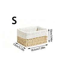 3件組 S+M+L 編織收納籃（附蓋/不附蓋），波希米亞風桌面收納盒，適用於鑰匙、化妝品、零食、文具、玩具，裝飾性收納籃，適合咖啡桌、玄關、客廳、衣櫥，可重複使用編織托盤，居家桌面收納裝飾禮品籃 - 米色 - 查看 13