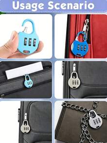 Mini Colorful Luggage Lock With Key, 3-Digit Combination Anti-Theft Lock, Portable Travel Luggage Lock, Suitable For Suitcases, Backpacks, Gym Bags And Lockers, Sturdy Metal Construction, Ideal For Travelers, Commuters And Outdoor Enthusiasts - Multicolor - View 4