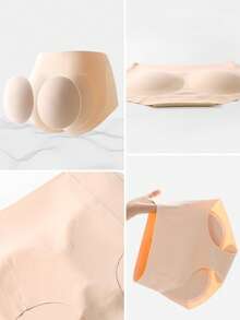 女士塑形内裤，带可拆卸臀垫，无缝设计，提拉丰臀，打造完美身材 - 杏色 - 查看 11