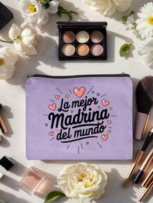 Best Godmother' Pattern Cosmetic Bag, Gift For Girls, Cute Retro Minimalist Letter Print Pouch, Small Items Storage Bag, Makeup Organizer Bag, Toiletry Bag, Foldable Lightweight Storage Bag, Minimalist Shopping Bag, Teacher's Day Gift, Suitable For Personal Travel Cosmetics Storage, Mother's Day Gift - Multicolor - View 9